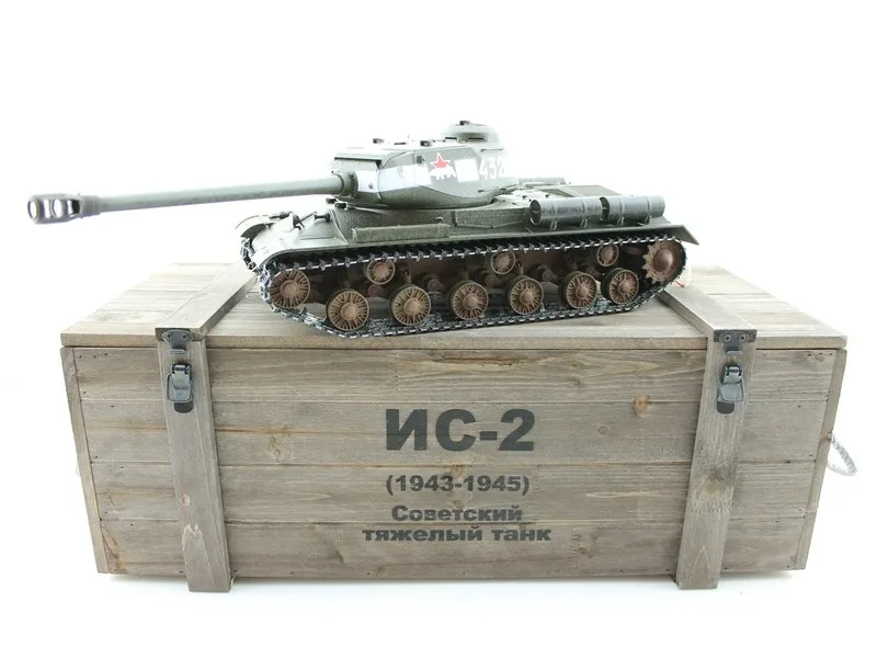 Радиоуправляемый танк Taigen ИС-2 модель 1944, СССР, зеленый, (для ИК танкового боя) + деревянная коробка