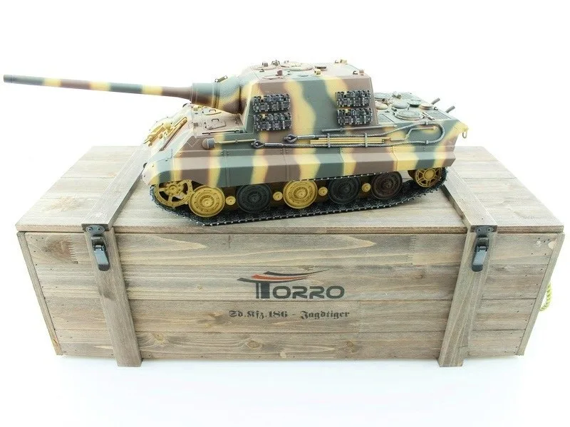 Радиоуправляемая САУ Torro Jagdtiger (Metal Edition) 1/16 2.4G, ВВ-пушка, деревянная коробка