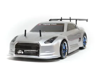 Радиоуправляемая модель для дрифта HSP Flying Fish 1 - 1:10 4WD - 94123/GTR 04 Nissan GTR Серебристый — фото 4