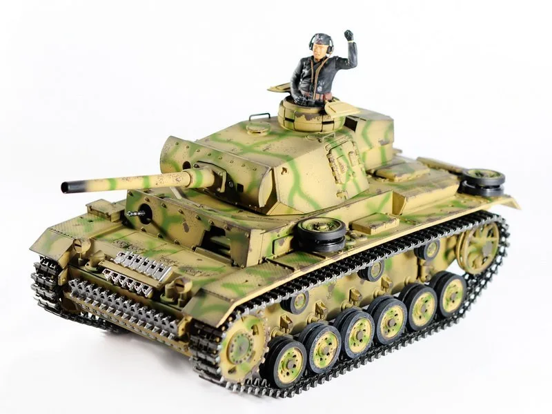 Радиоуправляемый танк пневматический Taigen 1/16 Panzerkampfwagen III (Германия) дым, свет V3 2.4G RTR камуфляж TG3848-BC3.0