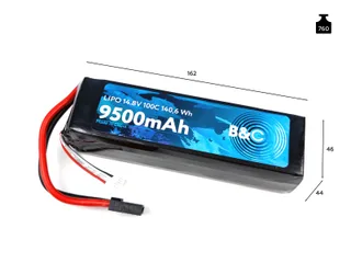 Аккумулятор B&C LIPO 9500 MAH 14.8V (4s) 100C, TRX, Soft case (для Traxxas 1/5) B&C-9500-4S-100-S-TRX — фото 5