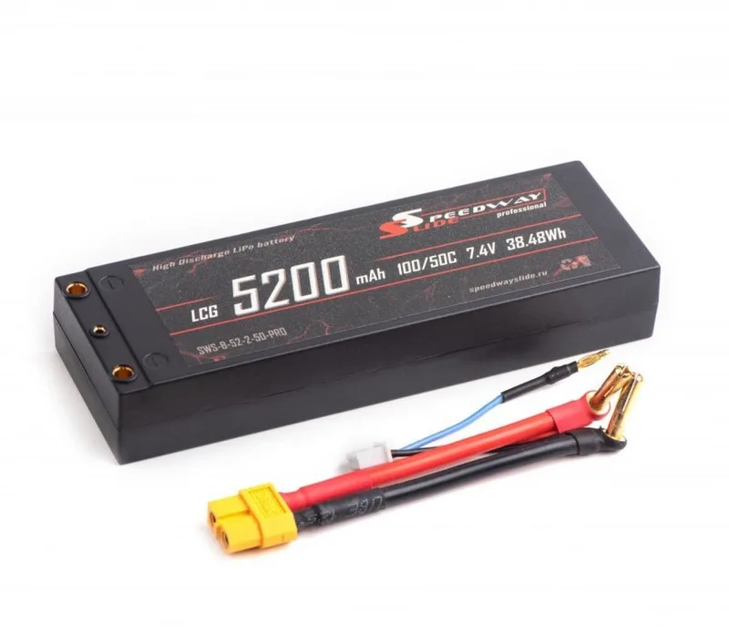 Аккумулятор Speedway Slide Li-Po PRO LCG Series Hard case 7.4v 5200mAh 50C Banana Connector / XT60 SWS-B-52-2-50-PRO-XT60