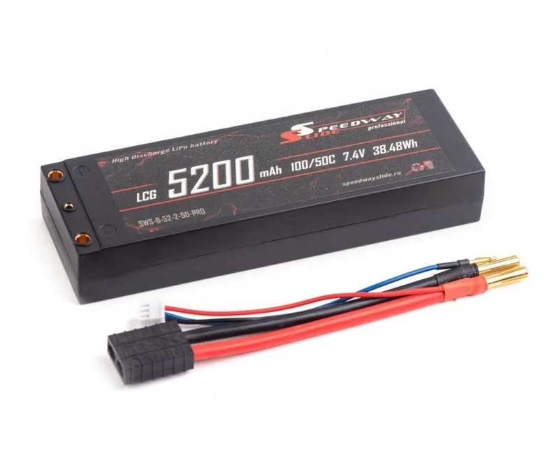 Аккумулятор Speedway Slide Li-Po PRO LCG Series Hard case 7.4v 5200mAh 50C Banana Connector / TRX SWS-B-52-2-50-PRO-TRX