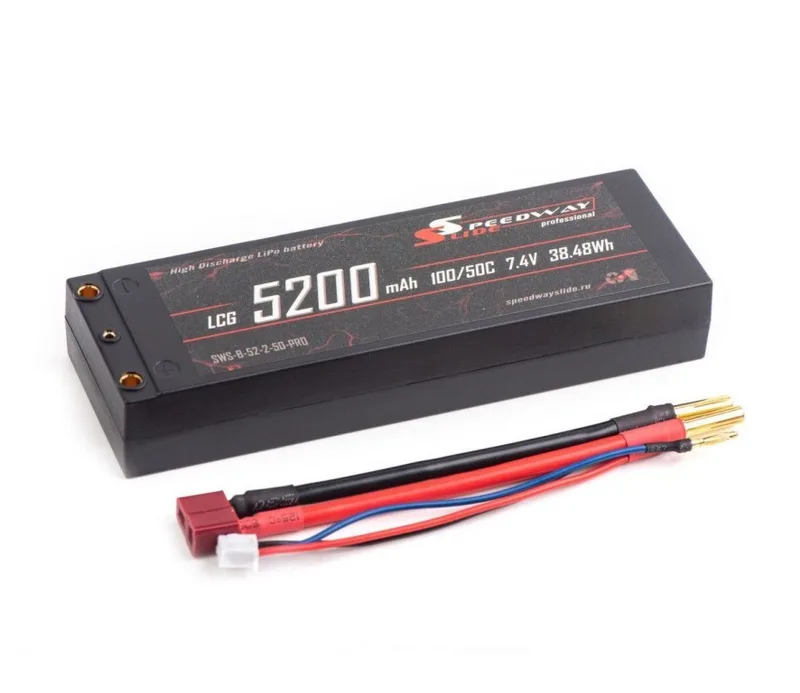 Аккумулятор Speedway Slide Li-Po PRO LCG Series Hard case 7.4v 5200mAh 50C Banana Connector / T-Plug SWS-B-52-2-50-PRO-T-Plug