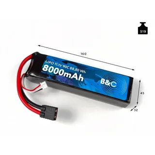 Аккумулятор LiPo B&C - 11.1v 8000мАч 90C (3S, Softcase, разъём TRX) — фото 3