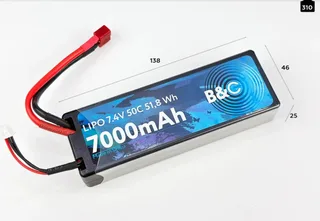 Аккумулятор Li-Po 7000 MAH 7.4v (2s), 50C, T-Plug, Hardcase B&C-7000-2S-50-H-T — фото 2
