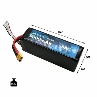 Аккумулятор Li-Po B&C 9000 MAH 22.2V (6s) 90C, XT60, Soft case B&C-9000-6S-90-S-XT60 — фото 2