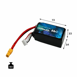 Аккумулятор Li-po B&C 1500 MAH 14.8v (4s) 120C, XT60, Soft case B&C-1500-4S-120-S-XT60 — фото 2