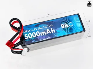 Аккумулятор Li-po B&C 5000 MAH 14.8v (4s) 50C, T-Plug, Hard case B&C-5000-4S-50-H-T — фото 2