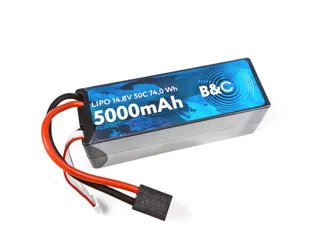 Аккумулятор Li-po B&C 5000 MAH 14.8v (4s) 50C, TRX, Hard case B&C-5000-4S-50-H-TRX