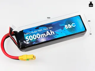 Аккумулятор Li-po B&C 5000 MAH 14.8V (4s) 90C, XT90, Soft case B&C-5000-4S-90-S-XT90 — фото 2