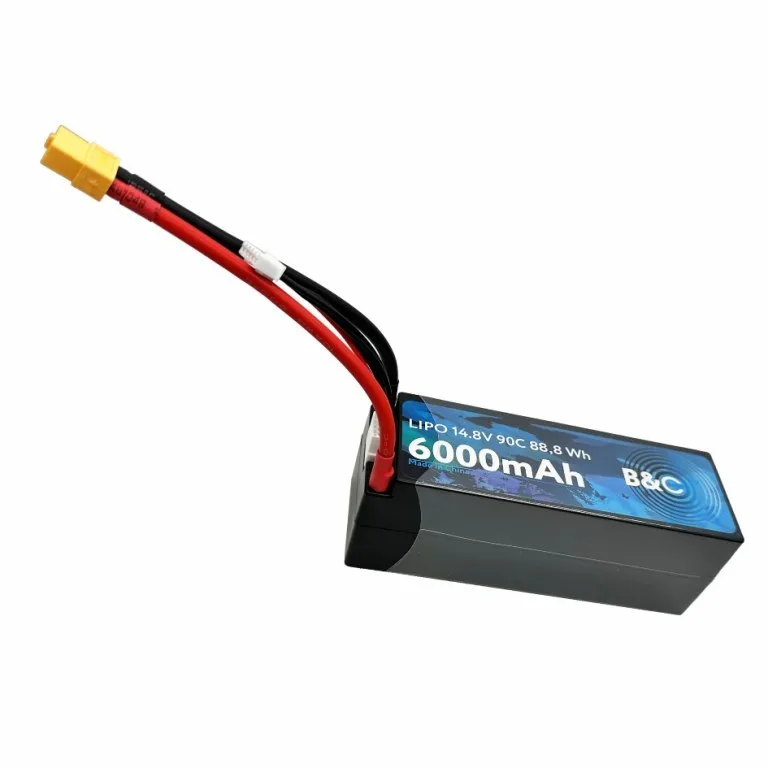 Аккумулятор Li-po B&C 6000 MAH 14.8v (4s) 90C, 5mm + XT60, Hard case B&C-6000-4S-90-H-XT60