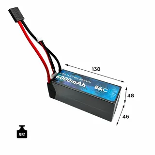 Аккумулятор Li-po B&C 6000 MAH 14.8v (4s) 90C, 5mm + TRX, Hard case B&C-6000-4S-90-H-TRX — фото 2