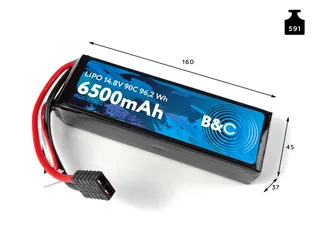 Аккумулятор Li-po B&C 6500 MAH 14.8v (4s) 90C, TRX, Soft case B&C-6500-4S-90-S-TRX — фото 2