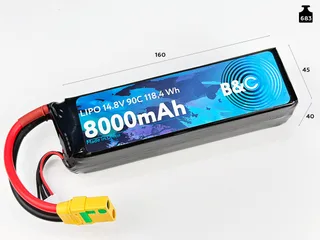 Аккумулятор Li-po B&C 8000 MAH 14.8v (4s) 90C, XT90, Soft case B&C-8000-4S-90-S-XT90 — фото 2