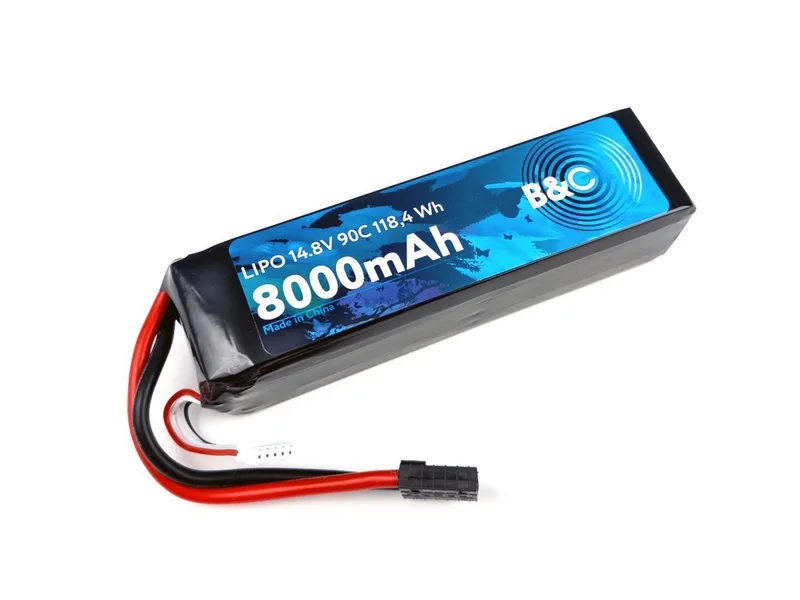 Аккумулятор Li-po B&C 8000 MAH 14.8v (4s) 90C, TRX, Soft case B&C-8000-4S-90-S-TRX
