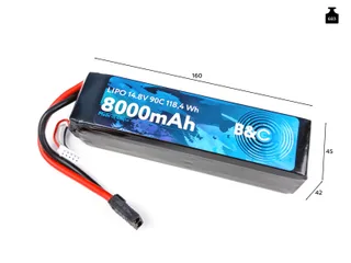 Аккумулятор Li-po B&C 8000 MAH 14.8v (4s) 90C, TRX, Soft case B&C-8000-4S-90-S-TRX — фото 4
