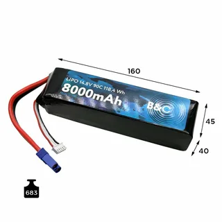 Аккумулятор Li-po B&C 8000 MAH 14.8v (4s) 90C, EC5, Soft case B&C-8000-4S-90-S-EC5 — фото 2