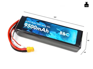 Аккумулятор Li-po B&C 9500 MAH 14.8V (4s) 100C, XT60, Soft case B&C-9500-4S-100-S-XT60 — фото 2