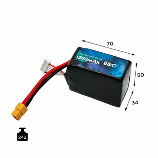 Аккумулятор Li-po B&C 1500 MAH 22.2v (6s) 120C, XT60, Soft case B&C-1500-6S-120-S-XT60 — фото 2