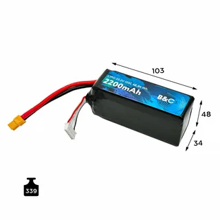 Аккумулятор Li-po B&C 2200 MAH 22.2v (6s) 120C, XT60, Soft case B&C-2200-6S-120-S-XT60 — фото 2