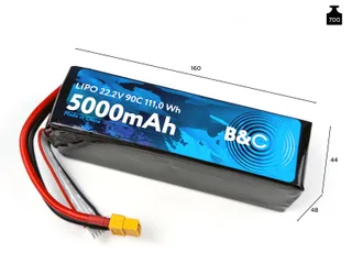 Аккумулятор Li-po B&C 5000 MAH 22.2V (6s) 90C, XT90, Soft case (Для дронов) B&C-5000-6S-90-S-XT90 — фото 2