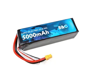 Аккумулятор Li-po B&C 5000 MAH 22.2V (6s) 90C, XT60, Soft case (Для дронов) B&C-5000-6S-90-S-XT60