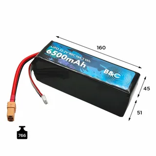 Аккумулятор Li-po B&C 6500 MAH 22.2V (6s) 90C, XT90, Soft case B&C-6500-6S-90-S-XT90 — фото 2
