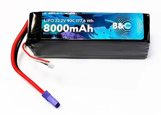 Аккумулятор LiPo B&C - 22.2v 8000мАч 90C (6S, Softcase, разъём EC5) B&C-8000-6S-90-S-EC5