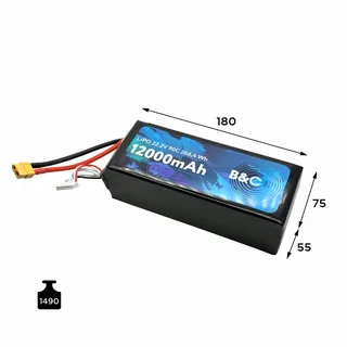 Аккумулятор Li-po B&C 12000 MAH 22.2V (6s) 90C, XT60, Soft case B&C-12000-6S-90-S-XT60 — фото 3