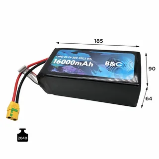Аккумулятор Li-po B&C 16000 MAH 22.2V (6s) 25C, XT90S, Soft case (для FPV дронов) B&C-16000-6S-25-S-XT90S — фото 2