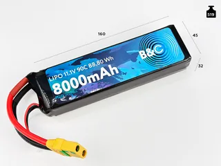Аккумулятор Li-po B&C 8000 MAH 11.1V (3s) 90C, XT90, Soft case B&C-8000-3S-90-S-XT90 — фото 2