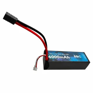 Аккумулятор Li-po B&C 6000 MAH 11.1v (3s) 90C, 5mm + TRX, Hard case B&C-6000-3S-90-H-TRX