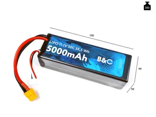 Аккумулятор Li-po B&C 5000 MAH 11.1V (3s) 50C, XT60, Hard case B&C-5000-3S-50-H-XT60 — фото 2
