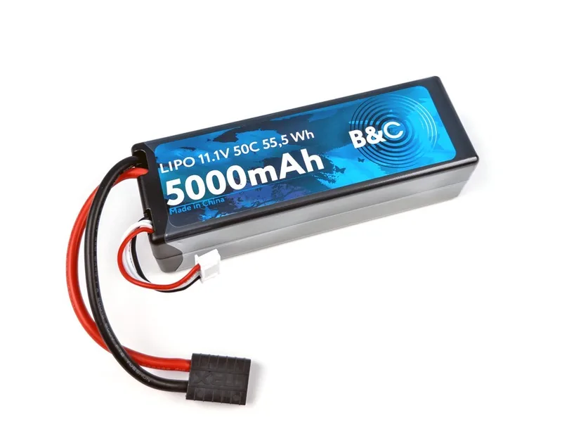 Аккумулятор Li-po B&C 5000 MAH 11.1V (3s) 50C, TRX, Hard case B&C-5000-3S-50-H-TRX