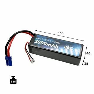 Аккумулятор Li-po B&C 5000 MAH 11.1V (3s) 50C, EC5, Hard case B&C-5000-3S-50-H-EC5 — фото 2
