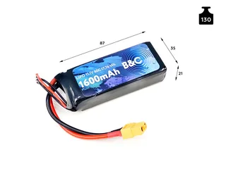Аккумулятор Li-po B&C 1600 MAH 11.1v (3s) 60C, XT60, Soft case B&C-1600-3S-60-S-XT60 — фото 2