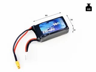 Аккумулятор LiPo B&C - 11.1v 850мАч 75C (3S, Softcase, разъём XT30) B&C-850-3S-75-S-XT30 — фото 2