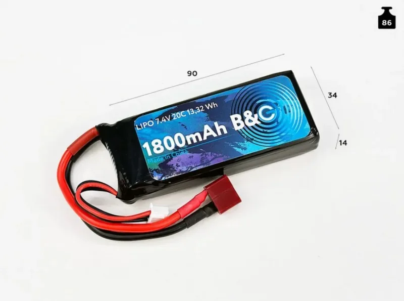 Аккумулятор Li-po B&C 1800 MAH 7.4V (2s) 20C, T-plug, Soft case B&C-1800-2S-20-S-T
