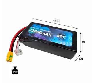 Аккумулятор Li-po B&C 22000 MAH 22.2V (6s) 25C, XT90S, Soft case (для FPV-UAV дронов) B&C-22000-6S-25-S-XT90S — фото 2