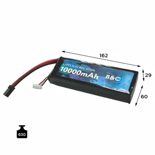 Аккумулятор LiPo B&C - 11.1v 10000мАч 90C (3S, Softcase, разъём TRX) B&C-10000-3S-90-S-TRX — фото 2