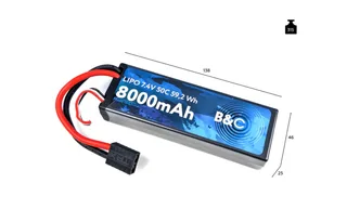 Аккумулятор Li-po B&C 8000 MAH 7.4v (2s), 50C, TRX, Hardcase B&C-8000-2S-50-H-TRX — фото 2
