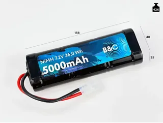 Аккумулятор NiMH B&C 6-Cells 5000 MAH 7.2V , Tamiya B&C-5000-7.2V-S-TM