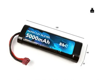 Аккумулятор NiMH B&C 6-Cells 5000 MAH 7.2V , T-plug B&C-5000-7.2V-S-T