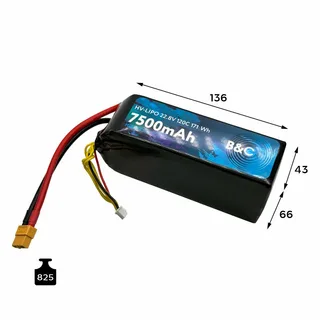 Аккумулятор Lipo B&C 7500 MAH 22.8v (6s HV), 120С, XT60, Softcase B&C-7500-6SHV-120-S-XT60 — фото 2