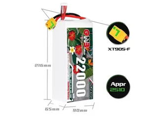 Аккумулятор Li-po Gaoneng GNB 22000mah 6S1P 22.2V 40C 65x90x216mm — фото 3