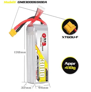 Аккумулятор Li-po Gaoneng GNB 3000mah 6S1P 22.2V 100C 32x44x138mm XT60 GNB30006S100A — фото 3