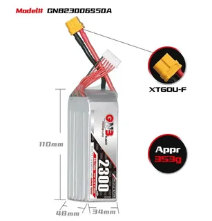 Аккумулятор Li-po Gaoneng GNB 2300mah 6S1P 22.2V 50C 48x34x110mm XT60 GNB23006S50A — фото 4