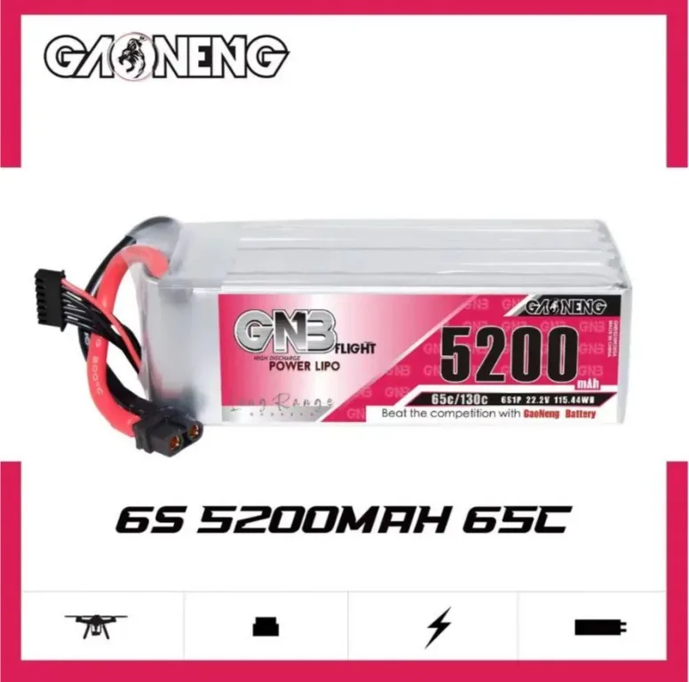 Аккумулятор Li-po Gaoneng GNB 5200mah 6S1P 22.2V 65C 56x44x142mm XT60 GNB52006S65A