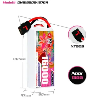 Аккумулятор Li-po Gaoneng GNB 16000mah 4S1P 14.8V 70C 47x80x182mm GNB160004S70A — фото 2